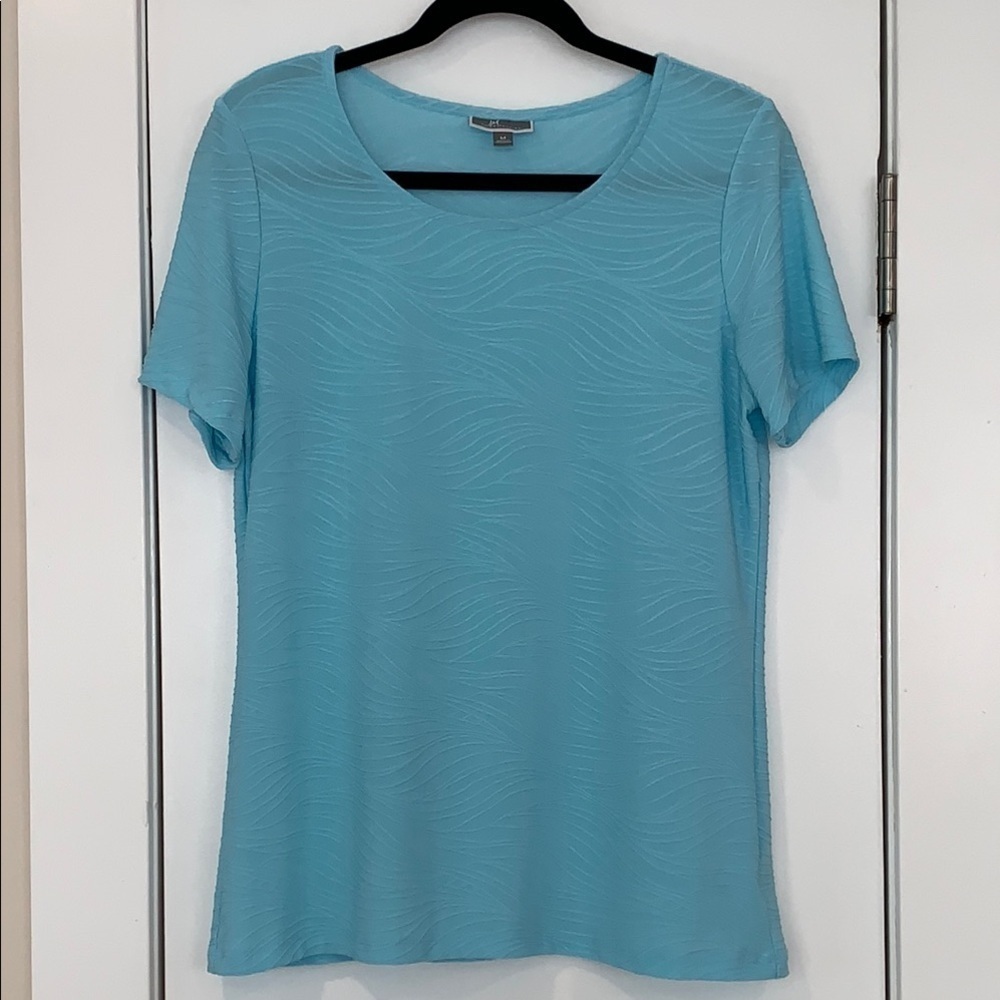 Final $ Like New! JM Collection Short Sleeve Scoop Neck Textured Pullover Top M